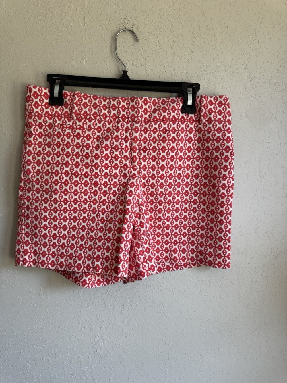 Loft Light Red White Printed The Rivera Short Womens 4 Beach Coastal Summer